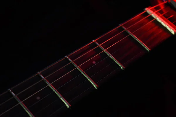 Pescoço Guitarra Elétrica Ângulo Com Fundo Escuro Foto Lisa Não — Fotografia de Stock