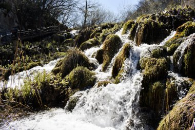 Plitvice Gölleri 'nde küçük şelale, Hırvatistan Milli Parkı