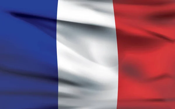 Frankrike Flagga Vajande Fotorealistiska Vektorformat — Stock vektor