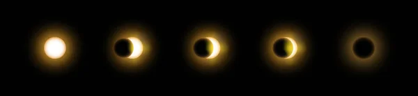 Sequência Eclipse Solar Lunar Formato Vetorial — Vetor de Stock