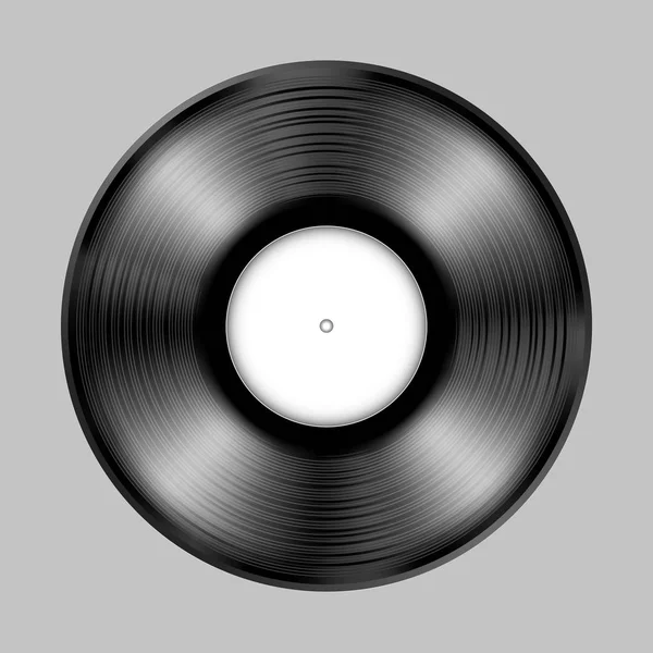 Černý Vinyl Záznam Realistický Efekt Vektorovém Formátu — Stockový vektor