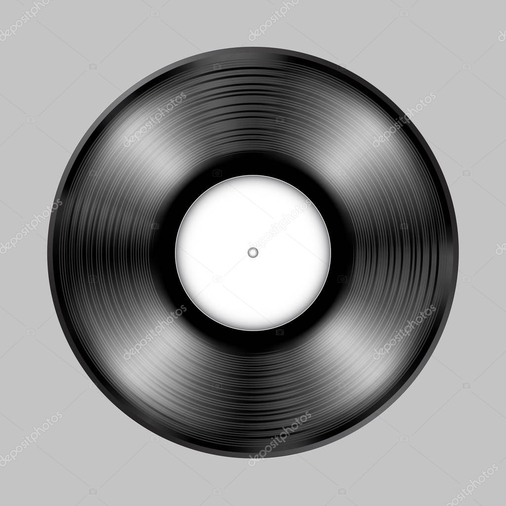 Black vinyl record realistic effect in vector format