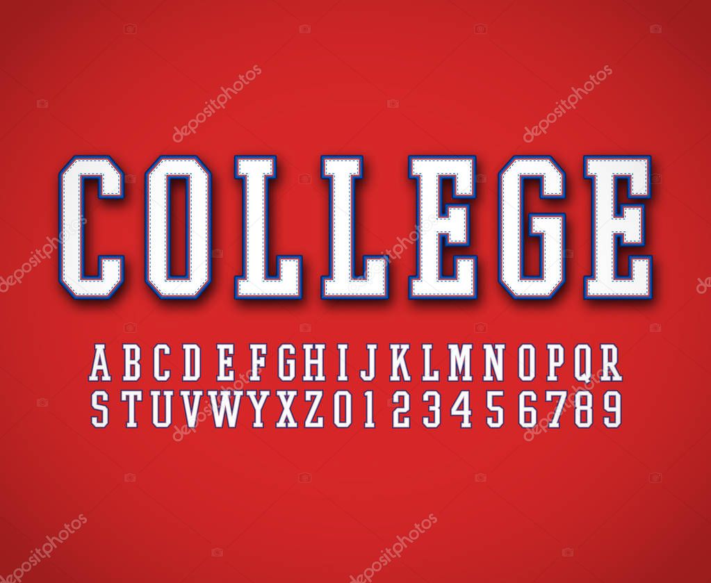 Classic college font in vector format