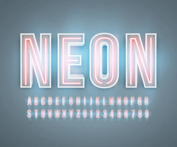 Neon yazı tipi alfabe gerçekçi etkisi vektör formatında