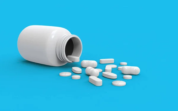 Medicina pílulas garrafa de perto — Fotografia de Stock