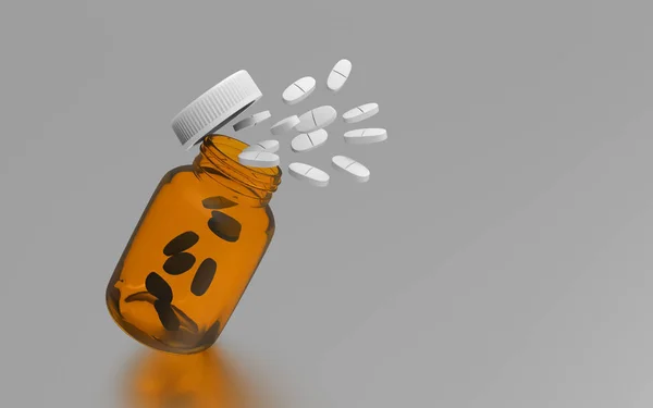 Medicine pills spilling out of bottle — Stock Photo, Image