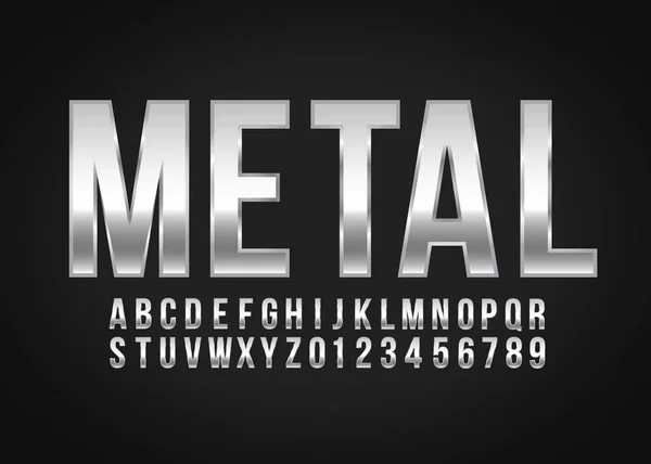 Yazı tipi alfabe numarası Metal efekt vektörü 
