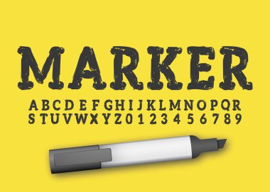 Yazı tipi alfabesi işaretleyici efekt ivelivesi