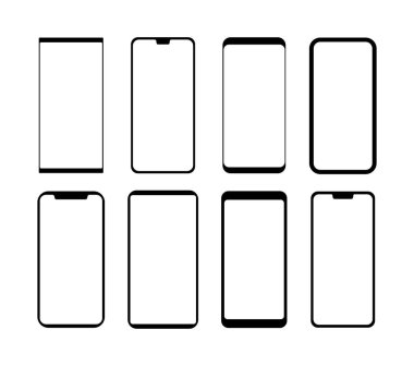 Akıllı telefon simgesi siluet vektörü seti