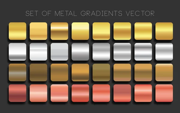 Metal Gradyan Altın Gümüş Bronz Bakır Vektör Seti