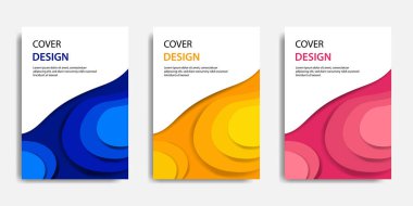 Vektör çizim, belge şablonu, kolay renk ayarı alay et. Kağıdı topografik stil mavi sarı kırmızı renkli dalga katmanlama kesin. Kitap kapağı, faaliyet raporu, el ilanı, afiş, broşür için uygundur..