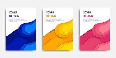 Vektör çizim, belge şablonu, kolay renk ayarı alay et. Kağıdı topografik stil mavi sarı kırmızı renkli dalga katmanlama kesin. Kitap kapağı, faaliyet raporu, el ilanı, afiş, broşür için uygundur..