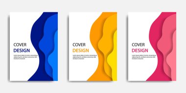 Vektör çizim, belge şablonu, kolay renk ayarı alay et. Kağıdı topografik stil mavi sarı kırmızı renkli dalga katmanlama kesin. Kitap kapağı, faaliyet raporu, el ilanı, afiş, broşür için uygundur..