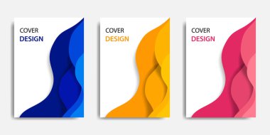 Vektör çizim, belge şablonu, kolay renk ayarı alay et. Kağıdı topografik stil mavi sarı kırmızı renkli dalga katmanlama kesin. Kitap kapağı, faaliyet raporu, el ilanı, afiş, broşür için uygundur..