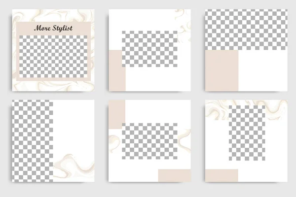 Plantilla Banner Textura Mármol Abstracto Cuadrado Conjunto Continuo Editable Para — Archivo Imágenes Vectoriales