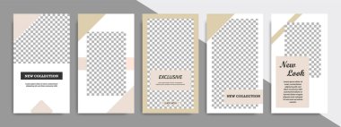 Yumuşak saten kahverengi renk çerçeve ile modern çok az kare şekli şablonu. Sosyal medya hikayeler, hikaye, iş afiş, el ilanı, broşür beyaz arka planda için kurumsal reklam şablon.