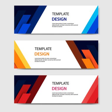 Yatay iş kurumsal afiş 3d soyut kağıt ile stil kesti. Vektör tasarım düzeni web, banner, header, yazdırma el ilanları için. Oyma Sanatı, mavi, turuncu, kırmızı beyaz arka plan ile renkli