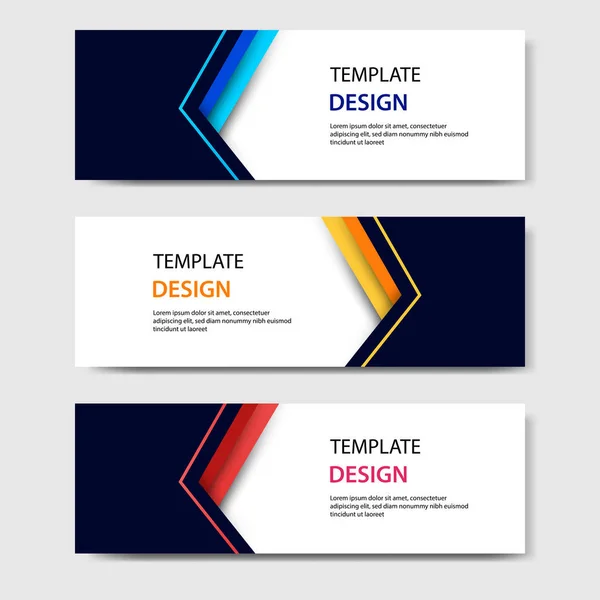 Horizontal Business Corporate Banners Abstract Paper Cut Style Vector Design — Stock Vector