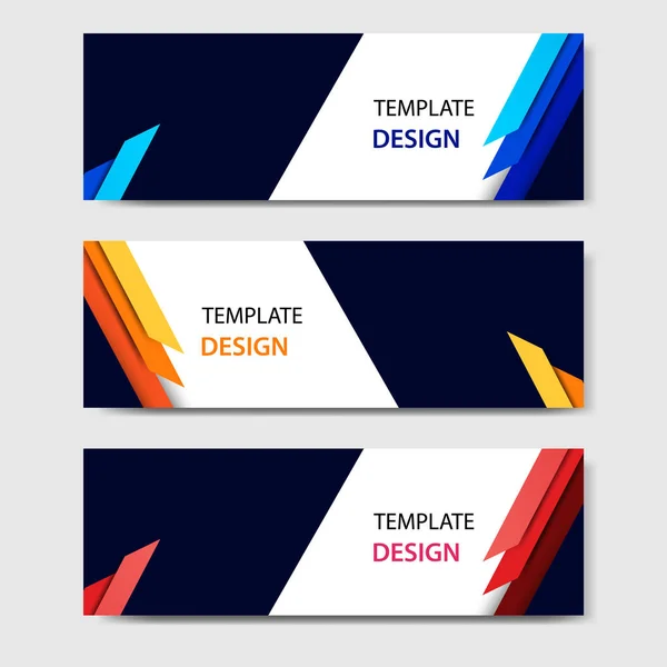 Horizontale Business Corporate Banners Met Abstract Papier Knippen Stijl Vector — Stockvector