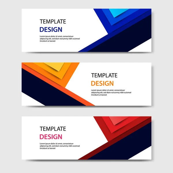 Banderas Corporativas Negocios Horizontales Con Estilo Corte Papel Abstracto Diseño — Vector de stock