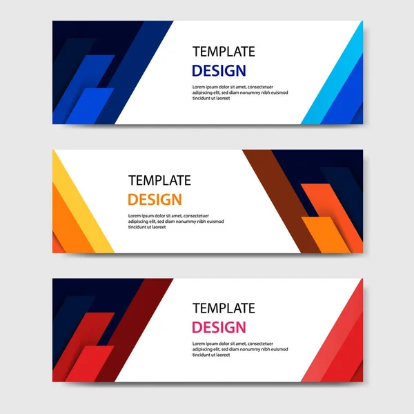 Horizontale Business Corporate Banners Met Abstract Papier Knippen Stijl Vector — Stockvector