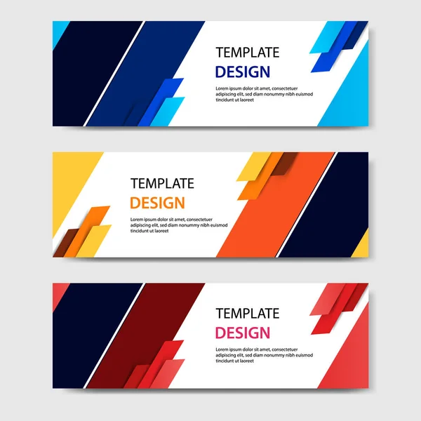 Banderas Corporativas Negocios Horizontales Con Estilo Corte Papel Abstracto Diseño — Vector de stock