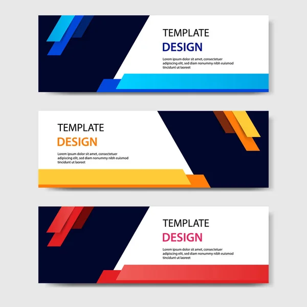 Banderas Corporativas Negocios Horizontales Con Estilo Corte Papel Abstracto Diseño — Vector de stock