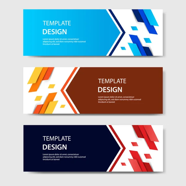 Horizontal Business Corporate Banners Abstract Paper Cut Style Vector Design — Stock Vector