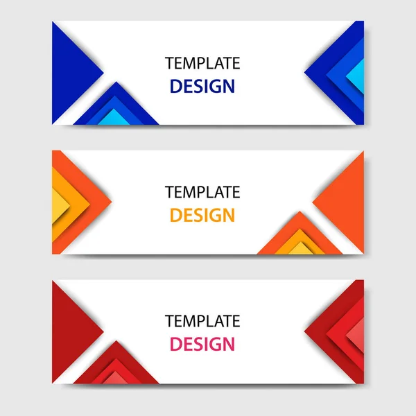 Vízszintes Üzleti Vállalati Bannerek Absztrakt Papír Vágott Stílus Vector Design — Stock Vector