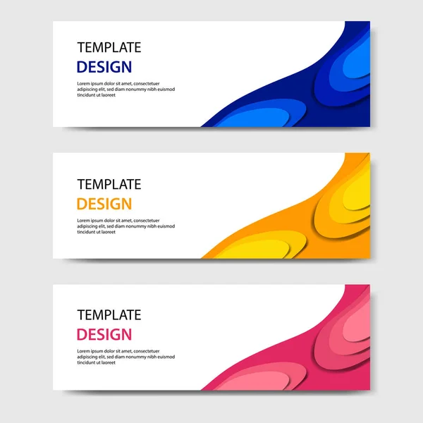 Bandeiras Horizontais Com Estilo Corte Papel Abstrato Layout Design Vetorial — Vetor de Stock