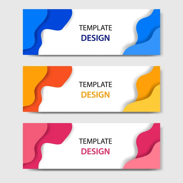 Bannières Horizontales Avec Style Abstrait Coupe Papier Conception Vectorielle Mise — Image vectorielle