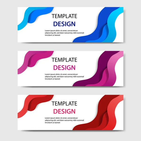 Horizontale Banners Met Abstract Papier Knippen Stijl Vector Design Lay — Stockvector