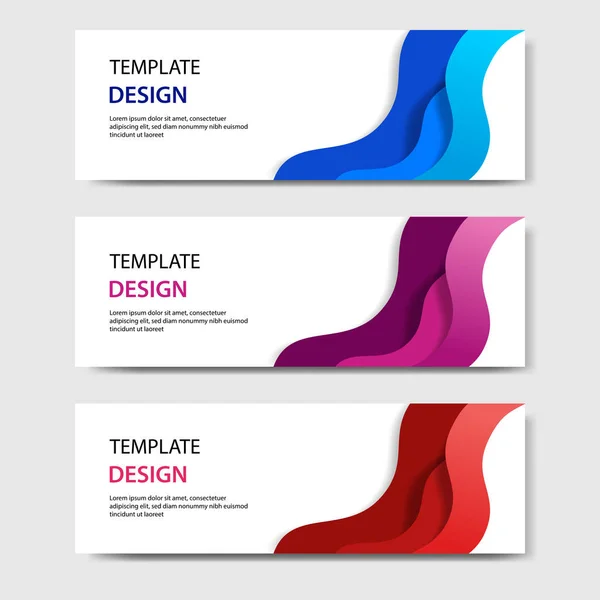 Bandeiras Horizontais Com Estilo Corte Papel Abstrato Layout Design Vetorial —  Vetores de Stock