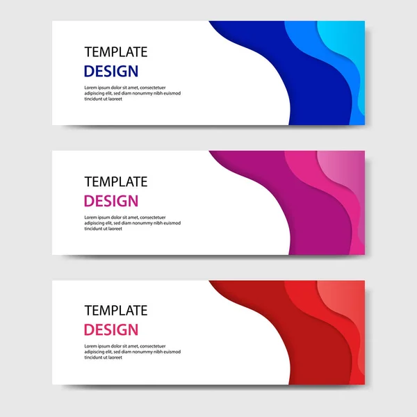 Horizontale Banners Met Abstract Papier Knippen Stijl Vector Design Lay — Stockvector