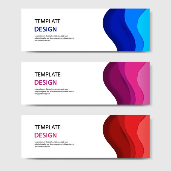 Horizontale Banners Met Abstract Papier Knippen Stijl Vector Design Lay — Stockvector