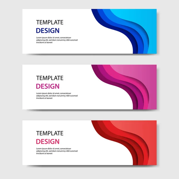 Horizontale Banners Met Abstract Papier Knippen Stijl Vector Design Lay — Stockvector