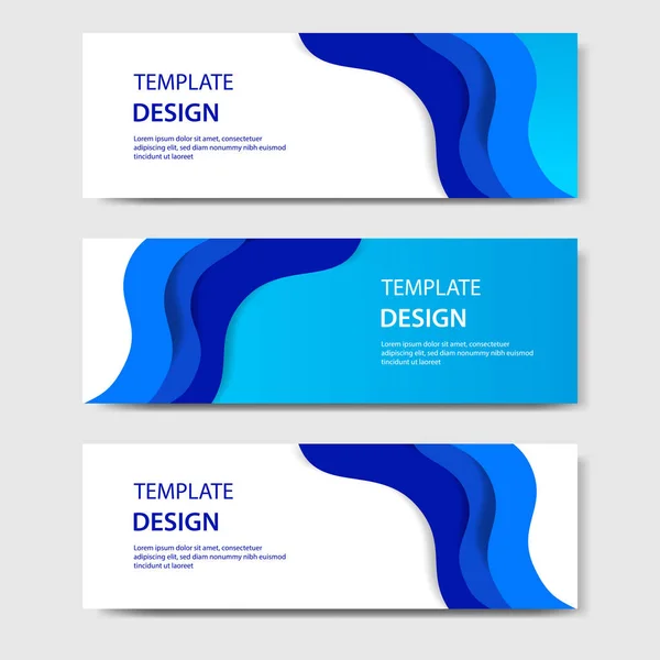 Bandeiras Horizontais Com Estilo Corte Papel Abstrato Layout Design Vetorial —  Vetores de Stock