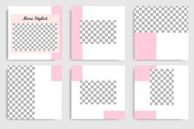 Düzenlenebilir sürekli sosyal medya mesaj ve kapak için kare soyut Mermer doku banner şablon ayarlayın. Minimalist tasarım arka planda yumuşak pembe renk. 