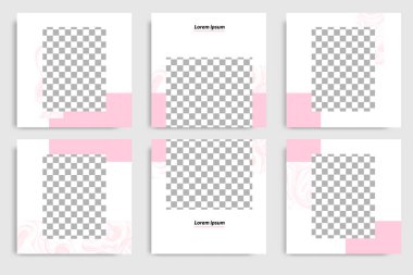 Düzenlenebilir sürekli sosyal medya mesaj ve kapak için kare soyut Mermer doku banner şablon ayarlayın. Minimalist tasarım arka planda yumuşak pembe renk. 