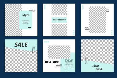 Düzenlenebilir kare soyut geometrik şekil afiş şablon. Turkuaz çerçeve rengi beyaz arka planda. Minimal tasarım arka plan vektör çizim için sosyal medya sonrası, hikayeler, hikaye, broşür.