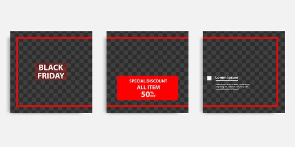 Minimales Design Hintergrundvektorillustration Schwarz Rot Weißer Rahmenfarbe Editierbare Quadratische Abstrakte — Stockvektor