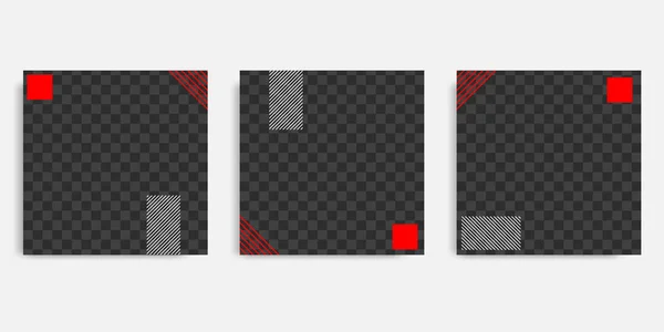 Minimalna Ilustracja Wektora Tła Projektu Kolorze Czarno Czerwono Białej Ramki — Wektor stockowy