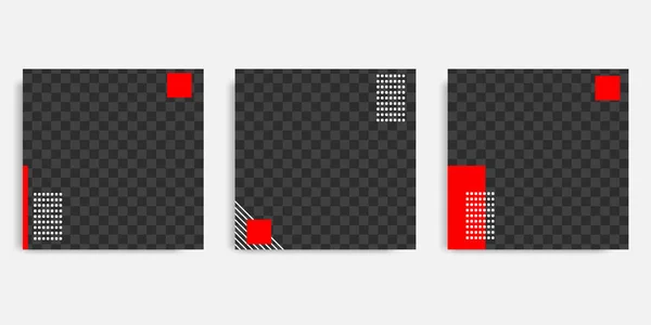 最小设计背景矢量插图在黑色红色白色框架的颜色 可编辑的正方形抽象版本 社交媒体贴文 传单的几何条形横幅模板 — 图库矢量图片