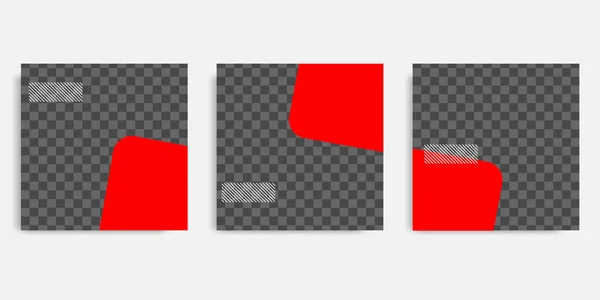 Minimales Design Hintergrundvektorillustration Schwarz Rot Weißer Rahmenfarbe Editierbare Quadratische Abstrakte — Stockvektor