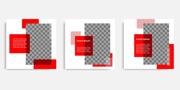 最小设计背景矢量插图在黑色红色白色框架的颜色 可编辑的正方形抽象版本 社交媒体贴文 传单的几何条形横幅模板 — 图库矢量图片