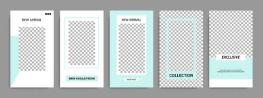 Modern çok az kare şerit çizgi şekli şablon çerçeve ile turkuaz yeşil ve beyaz renkte. Sosyal medya hikayeler, hikaye, iş afiş, el ilanı ve broşür için kurumsal reklam şablon.