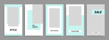 Modern çok az kare şerit çizgi şekli şablon çerçeve ile turkuaz yeşil ve beyaz renkte. Sosyal medya hikayeler, hikaye, iş afiş, el ilanı ve broşür için kurumsal reklam şablon.