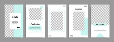 Modern çok az kare şerit çizgi şekli şablon çerçeve ile turkuaz yeşil ve beyaz renkte. Sosyal medya hikayeler, hikaye, iş afiş, el ilanı ve broşür için kurumsal reklam şablon.