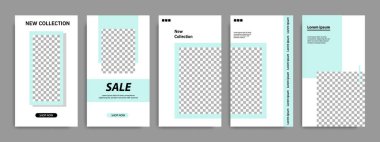 Modern çok az kare şerit çizgi şekli şablon çerçeve ile turkuaz yeşil ve beyaz renkte. Sosyal medya hikayeler, hikaye, iş afiş, el ilanı ve broşür için kurumsal reklam şablon.