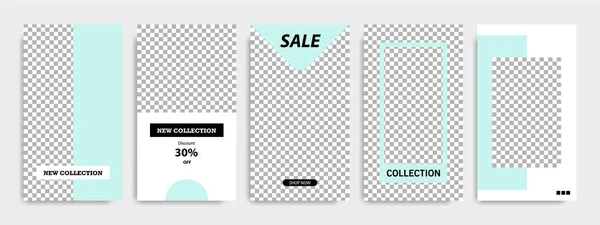 フレームとターコイズ グリーンと白の色でモダンな最小正方形ストライプ線図形テンプレート ソーシャル メディアのストーリー 物語やビジネス バナー チラシ パンフレットの企業広告テンプレート — ストックベクタ
